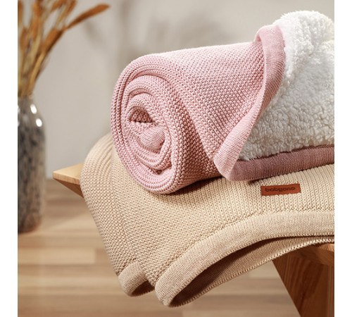 babyono-8145 1659/01 pătură de bumbac cu căptușeală din fleece (75 x 100 cm) roz