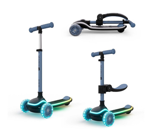 kinderkraft trotinetă 2 &icirc;n 1 raket up cu lumini led (albastru