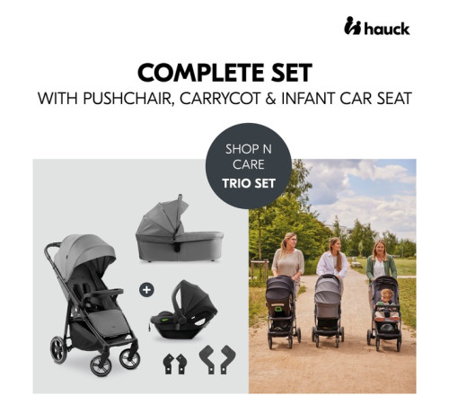 hauck cărucior 3 in 1 shop n care trio set grey