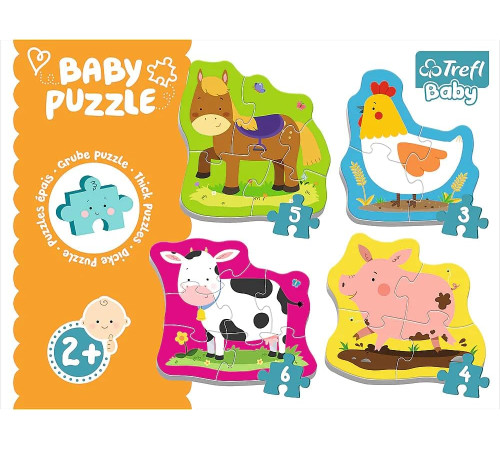 trefl 36070 puzzle "baby classic - animale de fermă" (3/4/5/6 el.)