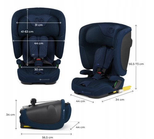 kinderkraft Автокресло fix2go  i-size гр.1/2/3 (75-150 см.) синий