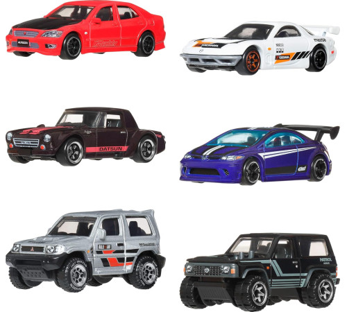 hot wheels jlb23 set de mașinuțe de colecție "silver series: streets of japan" (6 buc.)