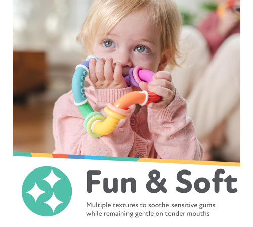 nuby nv06029 jucărie gingivala "twist & rattle teether toy with rings" ( 6 luni+)