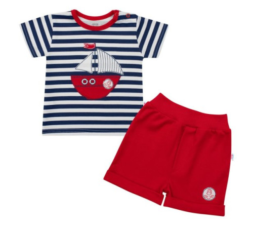 Детская одежда в Молдове new baby 45731 Костюм 2 ед (футбока+шорты) marine 74см (6-9мес)