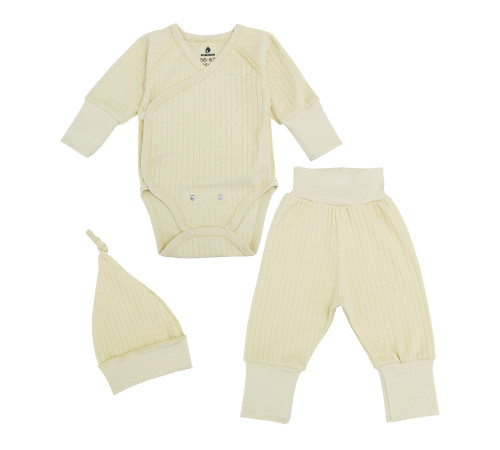 Детская одежда в Молдове minikin 242130362-68 Набор из 3 ед. растущий "simple" (р.62-68) бежевый