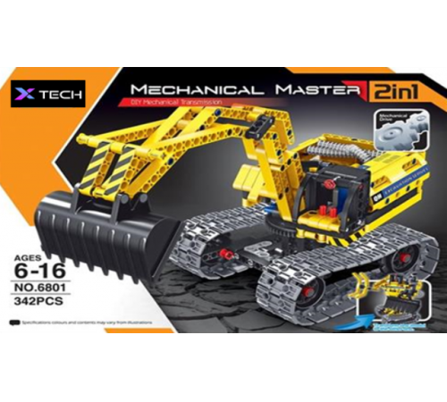 xtech bricks 6801 constructor mecanic 2-în-1 "excavator & robot" (342 дет.)