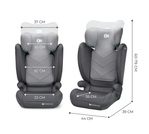 kinderkraft scaun auto 2in1 i-spark i-size gr. 2/3 (100-150 cm.) gri