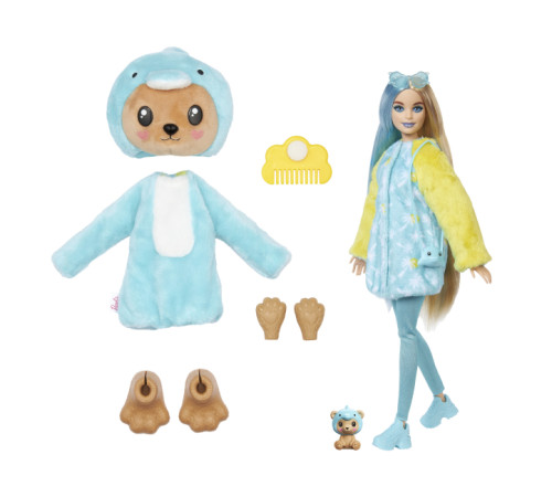 barbie hrk25 papusa "cutie reveal: ursuleț în costum de delfin"