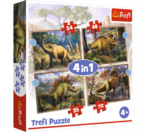  trefl 34383 puzzle 4-în-1 "dinozauri interesante" (70/54/48/35 el.)