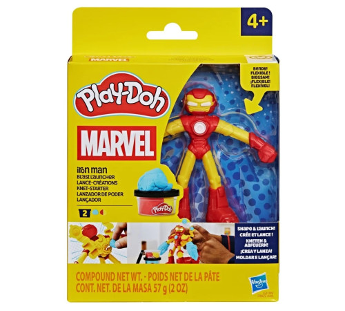  play-doh g3106 set de joc marvel "iron man cu lansator de rachete"