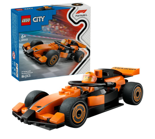 lego city 60442 Конструктор "Пилот f1 на гоночном автомобиле mclaren" (86 дет.)