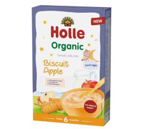 holle organic Каша молочная пшеничная с яблоком и печеньем (6 м+) 250 гр.