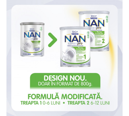 lapte praf nan expertpro total confort 2 (6-12 luni) 800 gr.