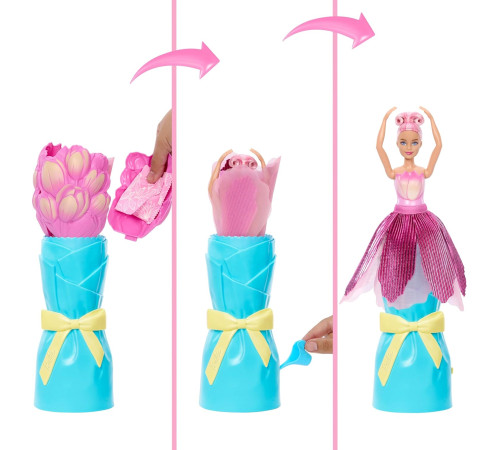 barbie jmf57 păpușă barbie parfumată "petal pop" &icirc;ntr-o rochie roz cu lalea