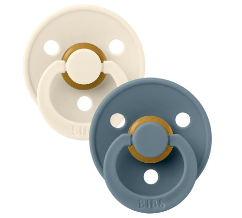  bibs suzeta rotunda din latex ivory & petrol (6-18 luni) 2 buc.