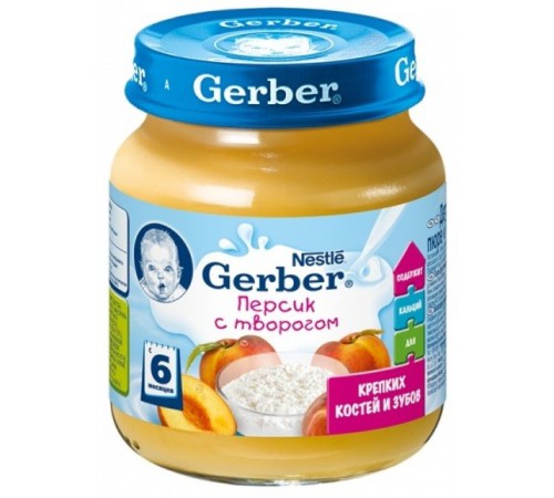 Gerber Пюре Персик с творогом 125gr.(6+) gerber Пюре Персик с творогом 125gr.(6+)