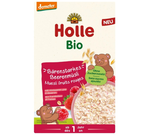 holle bio muesli cu fructe de pădure din cereale integrale (12 m+) 200 gr.