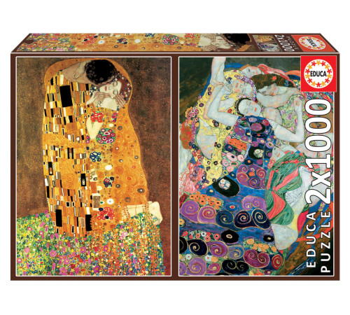  educa 18488  puzzle 2 în 1 "the kiss + girl, gustav klimt” (2x1000 el.)