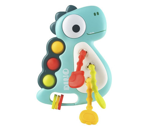  roxy rmon-004-b jucăria senzorială și educativă cu corzi "busy dino" (albastru)