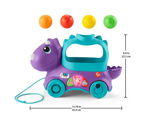 fisher-price hnr53 Игрушка-каталка "Веселий Трицератопс"