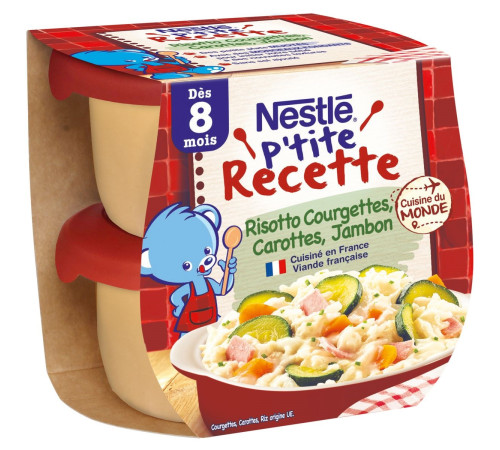 Детское питание в Молдове nestle Ризотто с кабачком морковью и ветчиной 2х200 гр. (8 м.+) 
