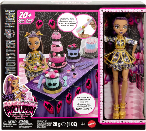 monster high jbg78 Игровой набор "Сладкий торт на день рождения" с куклой "Клодин Вульф" 