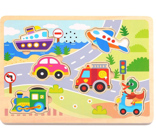 tooky toy tl064 puzzle din lemn cu sunet "transport"