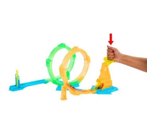 hot wheels jmg49 circuit de curse cu mașinuță "neon speeders double loop dash"