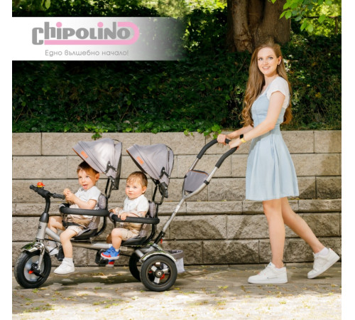 chipolino triciclu pentru gemeni "2play" trk2p0244sg silver\grey