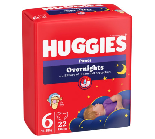 Ночные подгузники-трусики "huggies overnights" 6 (15-25 кг) 22 шт.