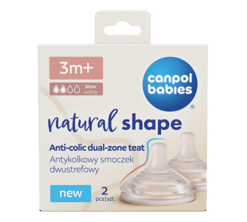  canpol 21/751 tetină anti-colici "natural shape duoflex" (3 luni+) 2 buc.