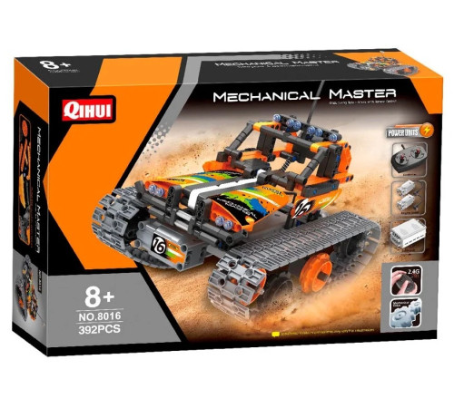 xtech bricks 8016 constructor cu telecomandă  3-în-1 "mașină pe senile" (392 el.)