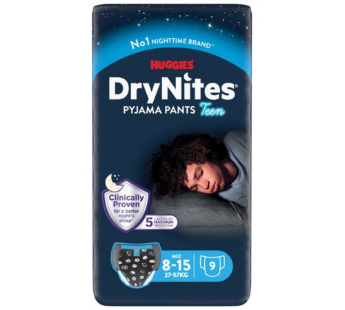 Впитывающие трусики Huggies DryNites Boy (27-57 кг.) 9 шт.  Впитывающие трусики huggies drynites boy (27-57 кг.) 9 шт.