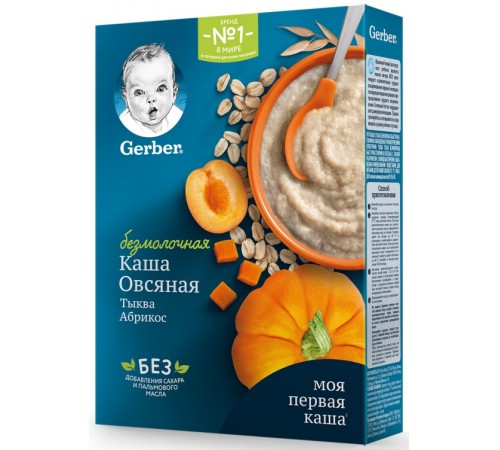  gerber Каша безмолочная Овсяная с тыквой и абрикосом 180 гр. (5м+)