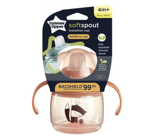 tommee tippee tt0510 Чашка-непроливайка "softspout" розовый (4 м+) 150 мл.