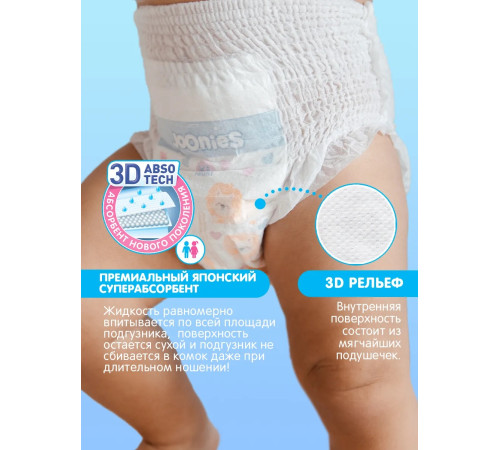 joonies mega pack 953218 premium soft Подгузники-трусики xxxl,18-23 кг, (4x24) 96 шт.