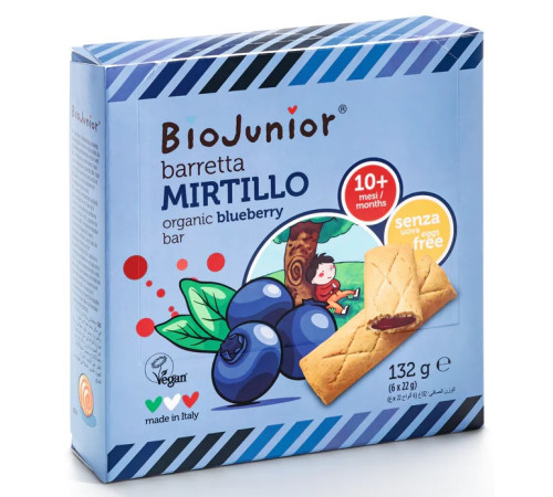  biojunior organic Батончики пшеничные с черничной начинкой (10 м+) 135 гр.