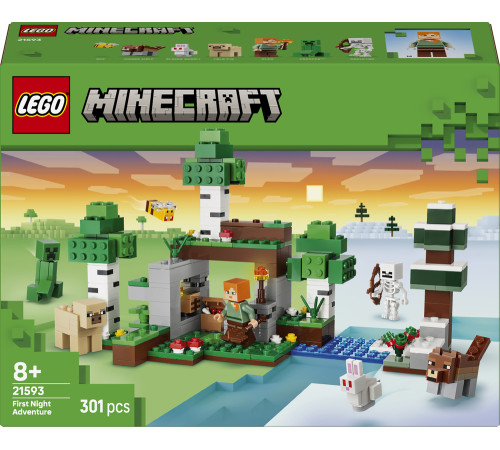  lego minecraft 21593 constructor "prima aventură nocturnă" (301 el.)