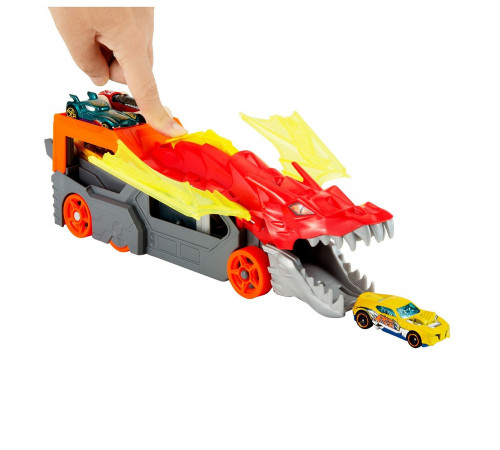 hot wheels gtk42 camion "angry dragon" cu depozitare pentru mașini