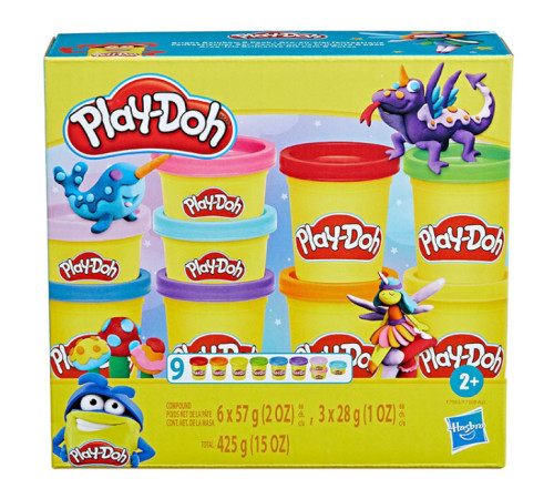  play-doh f7369 set de modelare "bright rainbow" (9 buc.)