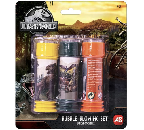 As Kids 5200-01364 Мыльные пузыри "Jurassic World" (3 шт.)  as kids 5200-01364 Мыльные пузыри "jurassic world" (3 шт.)