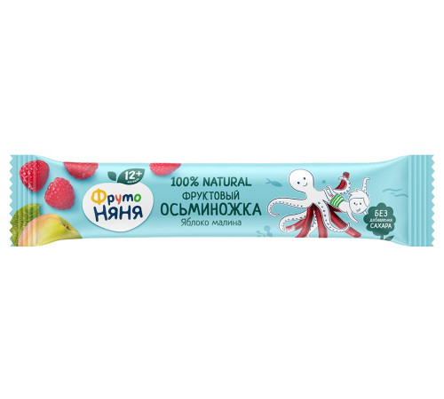 ФрутоНяня Фруктовые кусочки "Осьминожка" Яблоко-малина (12 м+) 16 гр. 
