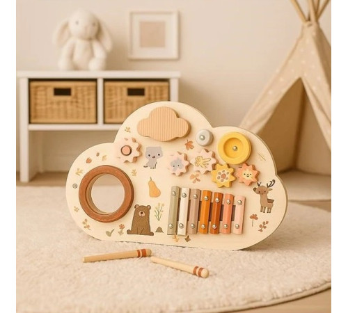 baby mix 58988 busyboard montessori wood "animale"