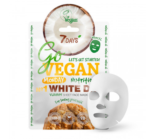  7days go vegan masca de țesut pentru față monday white day, 25 g