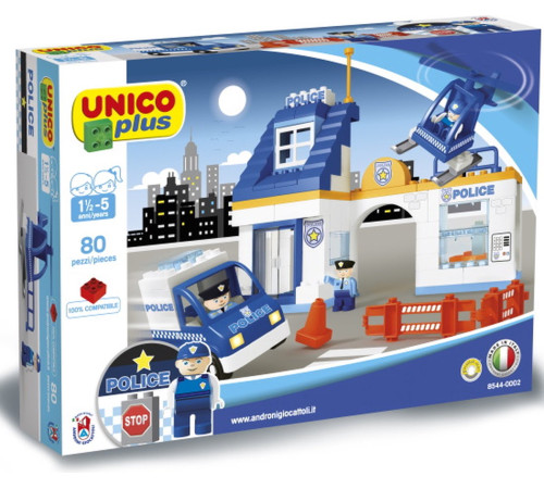 Детский магазин в Кишиневе в Молдове androni giocattoli  8544-0002 Конструктор "Полицейский участок" (80 дет.)