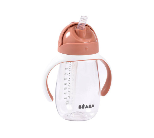 beaba cana anti-varsare cu pai 300 ml. (8 m.+) "terracotta" b913586