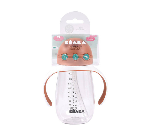 beaba cana anti-varsare cu pai 300 ml. (8 m.+) "terracotta" b913586