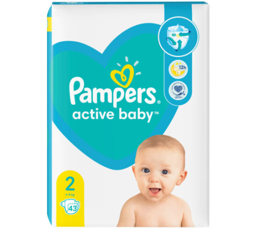  pampers active baby 2 (4-8 kg) 43 buc