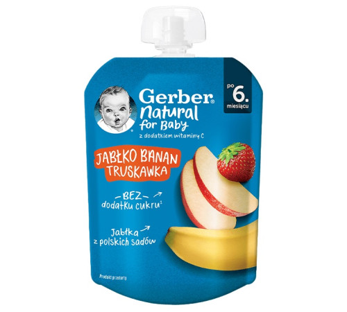  gerber piure "mere-banana-capsuni" (6 m+) 80 gr.