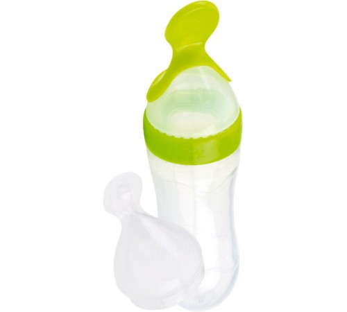 Питание и аксесcуары в Молдове nuby id5459green Силиконовая бутылочка с 2 ложками "garden fresh" (6m+)